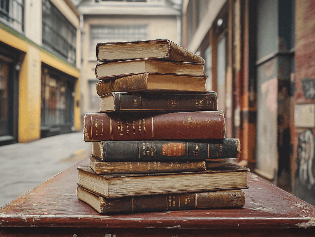 Stack of science and technology books